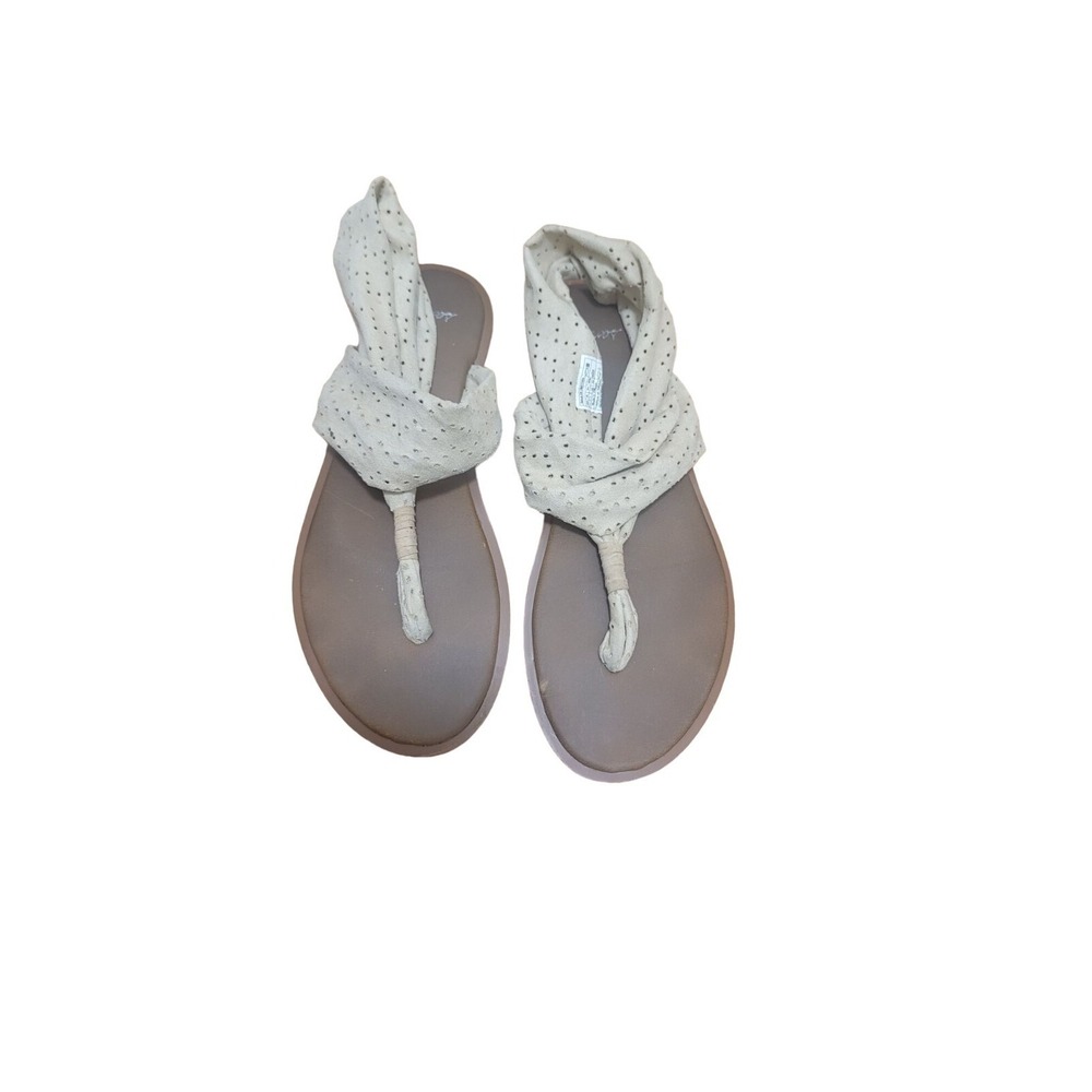 SANUK WOMEN'S SUEDE YOGA SLING THONG BEIGE SANDALS SIZE 7